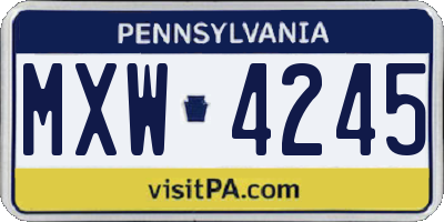 PA license plate MXW4245