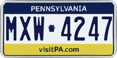 PA license plate MXW4247