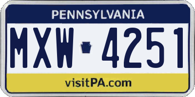 PA license plate MXW4251