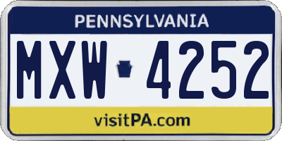 PA license plate MXW4252