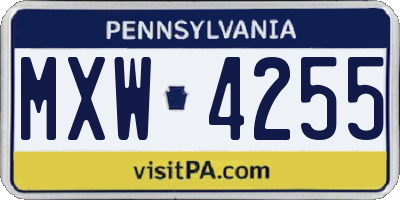 PA license plate MXW4255