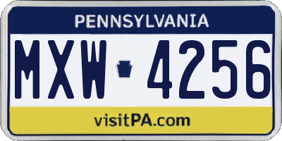 PA license plate MXW4256