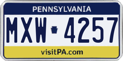 PA license plate MXW4257