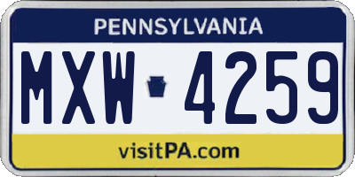 PA license plate MXW4259