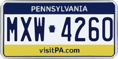 PA license plate MXW4260
