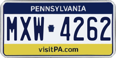 PA license plate MXW4262