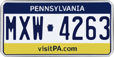 PA license plate MXW4263