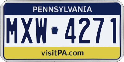 PA license plate MXW4271