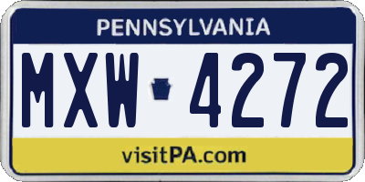 PA license plate MXW4272