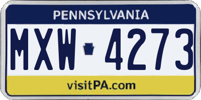 PA license plate MXW4273