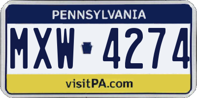 PA license plate MXW4274