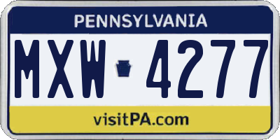 PA license plate MXW4277