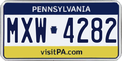 PA license plate MXW4282