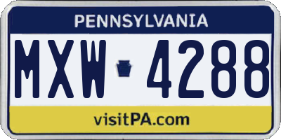 PA license plate MXW4288