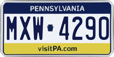 PA license plate MXW4290