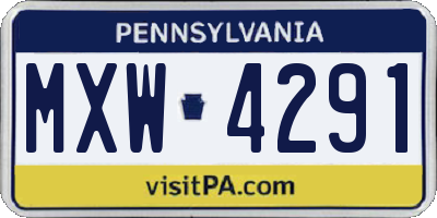 PA license plate MXW4291