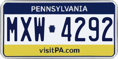 PA license plate MXW4292
