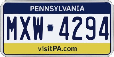 PA license plate MXW4294