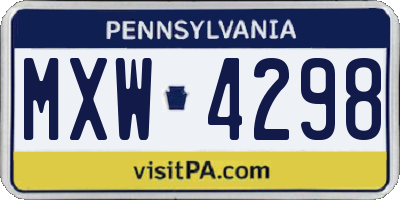 PA license plate MXW4298
