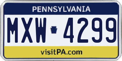PA license plate MXW4299