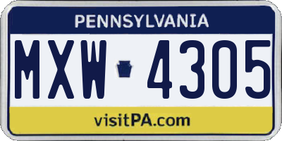 PA license plate MXW4305