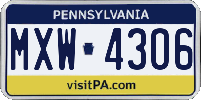PA license plate MXW4306