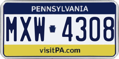 PA license plate MXW4308
