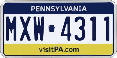 PA license plate MXW4311