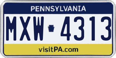 PA license plate MXW4313
