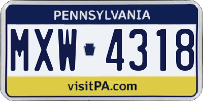 PA license plate MXW4318