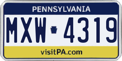 PA license plate MXW4319