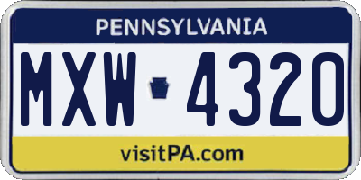 PA license plate MXW4320