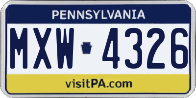 PA license plate MXW4326
