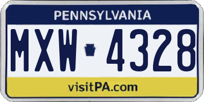 PA license plate MXW4328