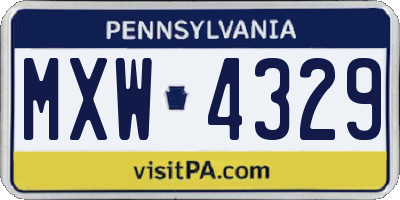 PA license plate MXW4329