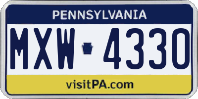 PA license plate MXW4330