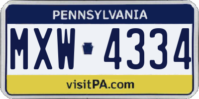 PA license plate MXW4334
