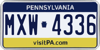 PA license plate MXW4336