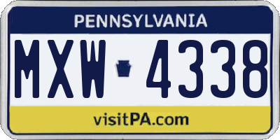 PA license plate MXW4338