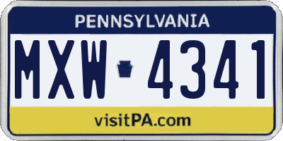PA license plate MXW4341