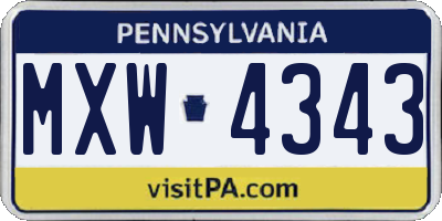 PA license plate MXW4343