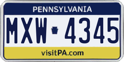 PA license plate MXW4345