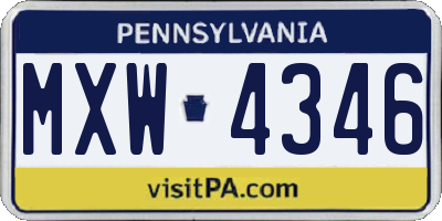 PA license plate MXW4346