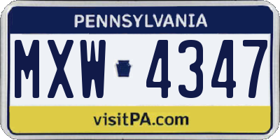 PA license plate MXW4347