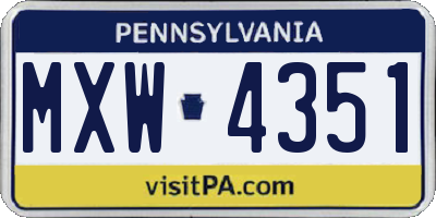 PA license plate MXW4351