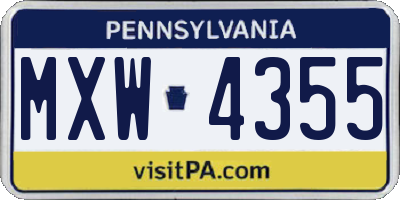 PA license plate MXW4355