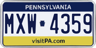PA license plate MXW4359