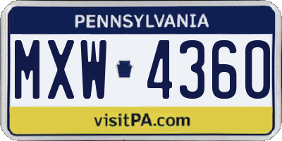 PA license plate MXW4360