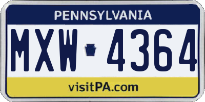 PA license plate MXW4364