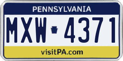 PA license plate MXW4371
